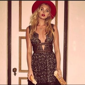 For love and lemons plunging lace mini dress